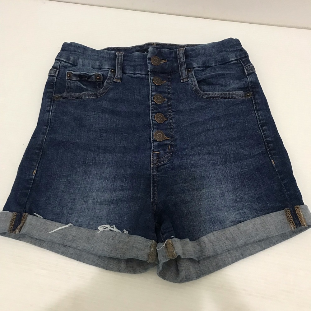 Aero Aeropostale Super High Rise Midi Denim Jean Button Fly  Shorts - Size 4